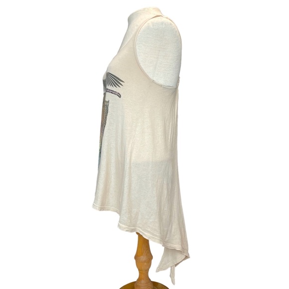 Wildfox Rainbow Light Feather Open Back Tank Top in Tan Size Small - Picture 3 of 11